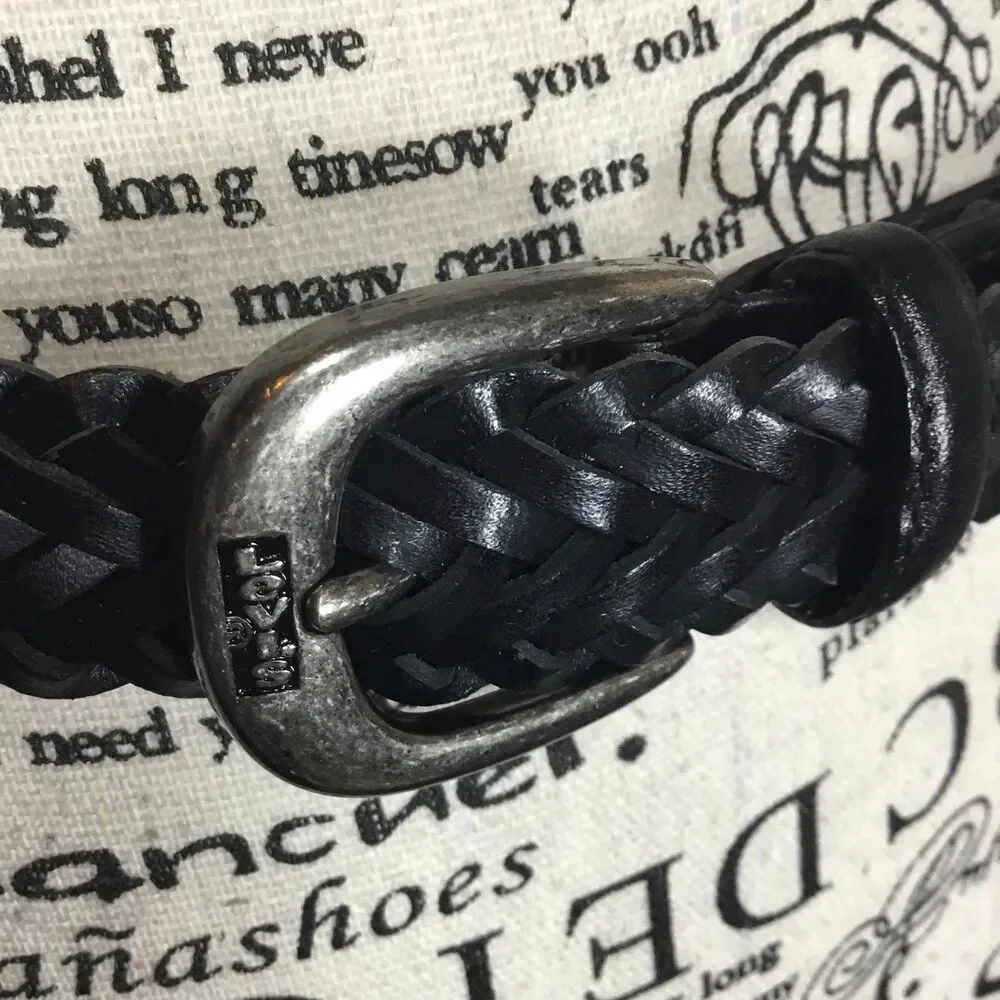 Levis' bonded leather plaited belt silver tone buckle western Cowgirl 37